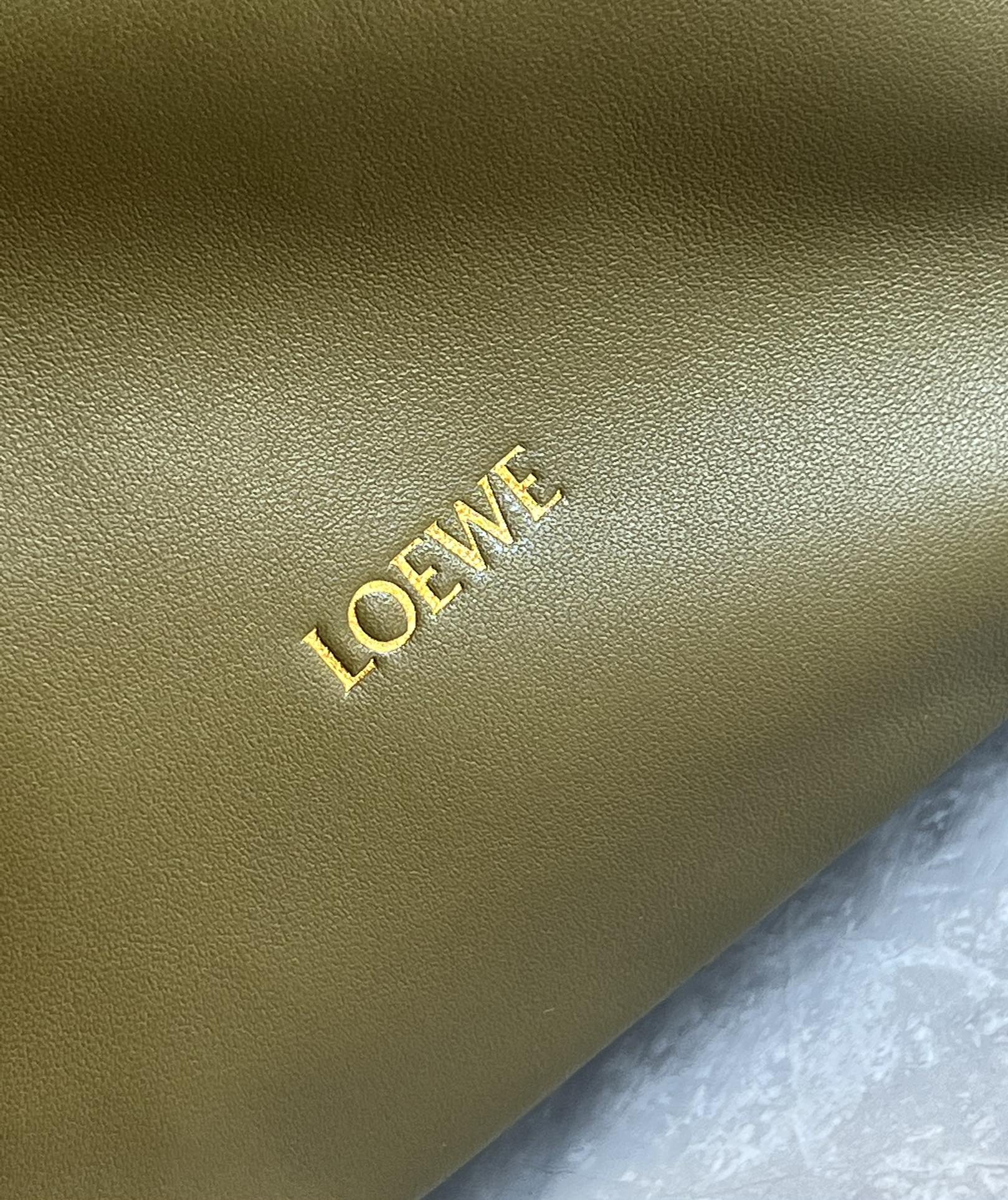 Loewe Small Squeeze Bag in Mellow Nappa Lambskin Dark Khaki Green